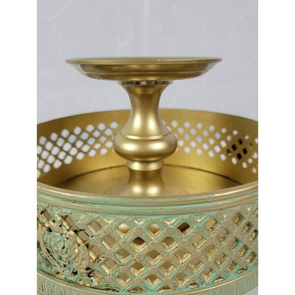 Vintage Candle‎ Holder Brass Rose Detail Victorian Footed Heavy - Picture 15 of 16